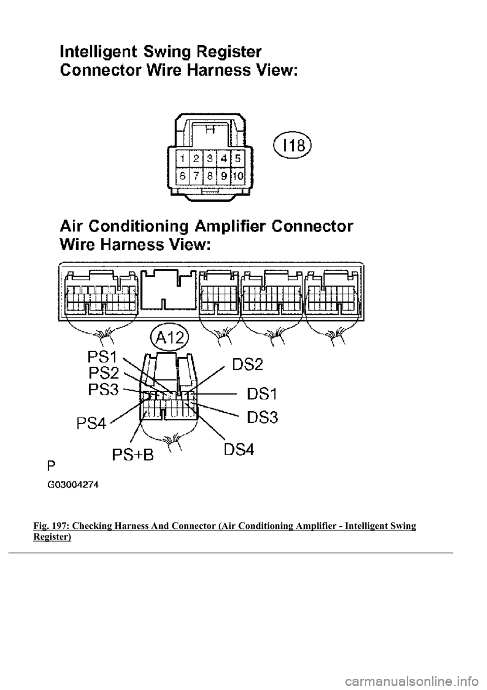 LEXUS LS430 2003  Factory Repair Manual Fig. 197: Checking Harness And Connector (Air Conditioning Amplifier - Intelligent Swing 
Register)  