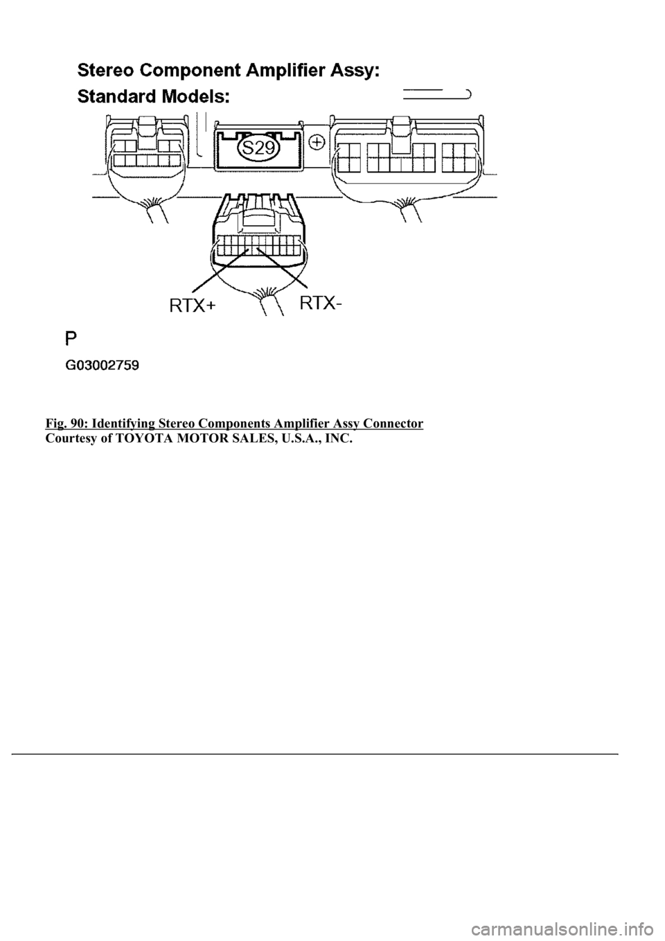 LEXUS LS430 2003  Factory Repair Manual Fig. 90: Identifying Stereo Components Amplifier Assy Connector 
Courtesy of TOYOTA MOTOR SALES, U.S.A., INC. 