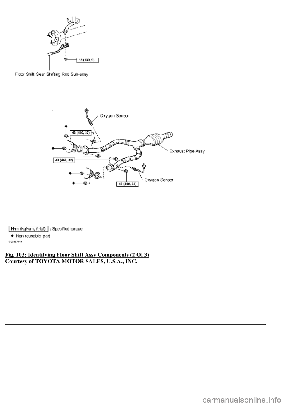 LEXUS LS430 2003  Factory Repair Manual Fig. 103: Identifying Floor Shift Assy Components (2 Of 3) 
Courtesy of TOYOTA MOTOR SALES, U.S.A., INC. 