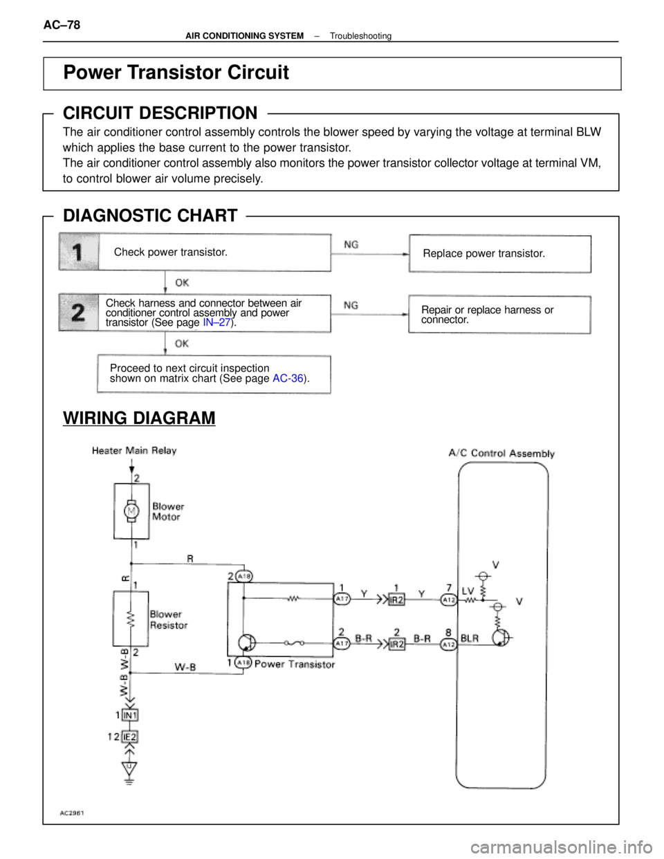 LEXUS SC400 1991  Service Repair Manual 
\
\
 

\

\
\
Power Transistor Circuit
CIRCUIT DESCRIPTION
The air conditioner control asse
