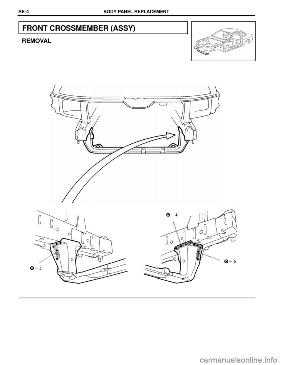 LEXUS SC400 1991  Service Repair Manual 
FRONT CROSSMEMBER (ASSY)
REMOVAL
BODY PANEL REPLACEMENTRE-4 
WhereEverybodyKnowsYourName  