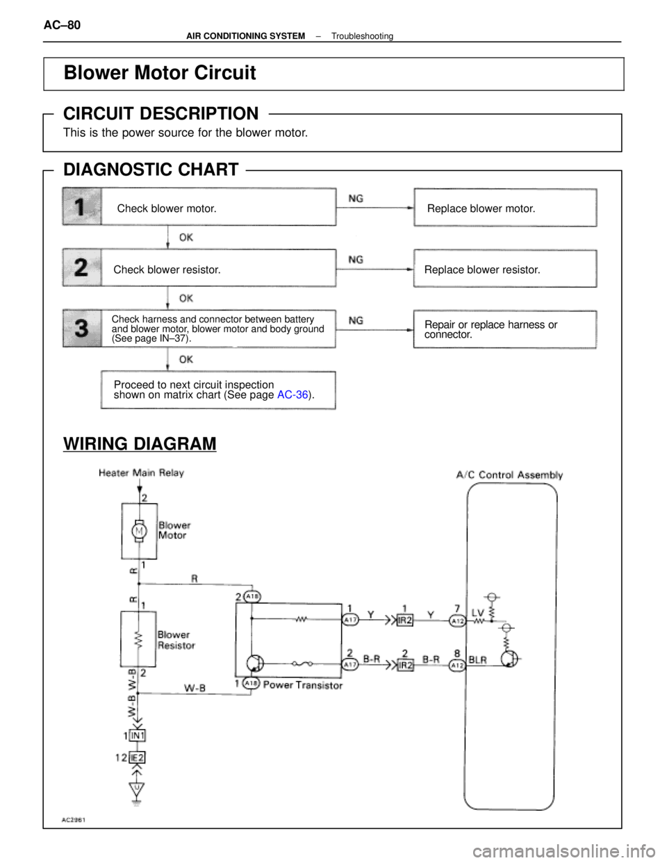 LEXUS SC400 1991  Service Repair Manual 
\
\
 

\

\
\
Blower Motor Circuit
CIRCUIT DESCRIPTION
This is the power source for the blo