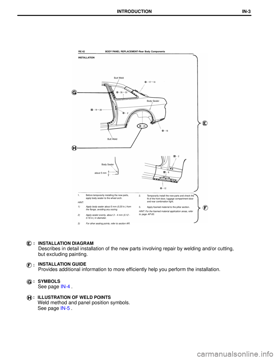 LEXUS SC400 1991  Service Repair Manual 
1. Before temporarily installing the new parts,apply body seater to the wheel arch.
HINT:
1) Apply body sealer about 5 mm (0.20 in.) from the flange, avoiding any oozing.
2) Apply sealer evenly, abou