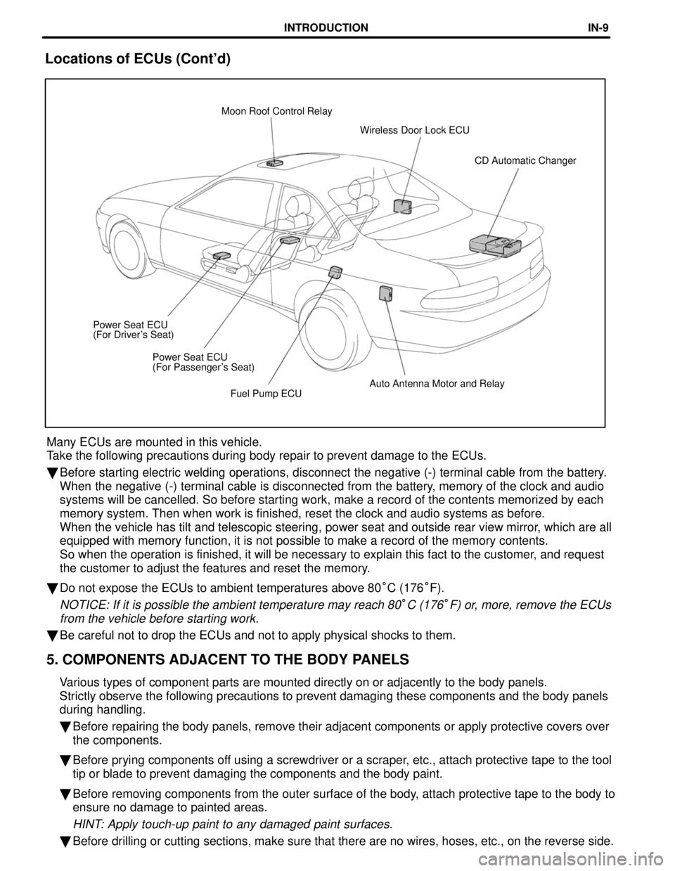 LEXUS SC400 1991  Service Repair Manual 
Fuel Pump ECUAuto Antenna Motor and Relay
Power Seat ECU
(For Passengers Seat)
Power Seat ECU
(For Drivers Seat) CD Automatic Changer
Wireless Door Lock ECU
Moon Roof Control Relay
Locations of ECU