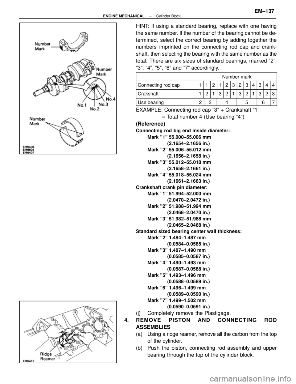 LEXUS SC400 1991  Service Repair Manual 
HINT: If using a standard bearing, replace with one having
the same number. If the number of the bearing cannot be de-
termined, select the correct bearing by adding together the
numbers imprinted on
