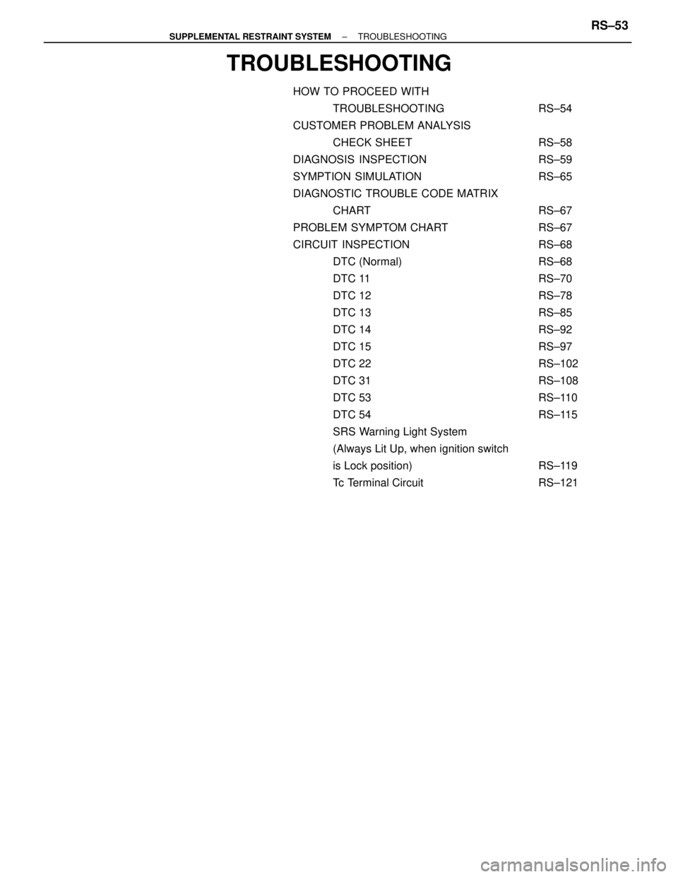 LEXUS SC400 1991  Service Repair Manual 
TROUBLESHOOTING
 HOW TO PROCEED WITH 
 TROUBLESHOOTING RS±54 CUSTOMER PROBLEM ANALYSIS