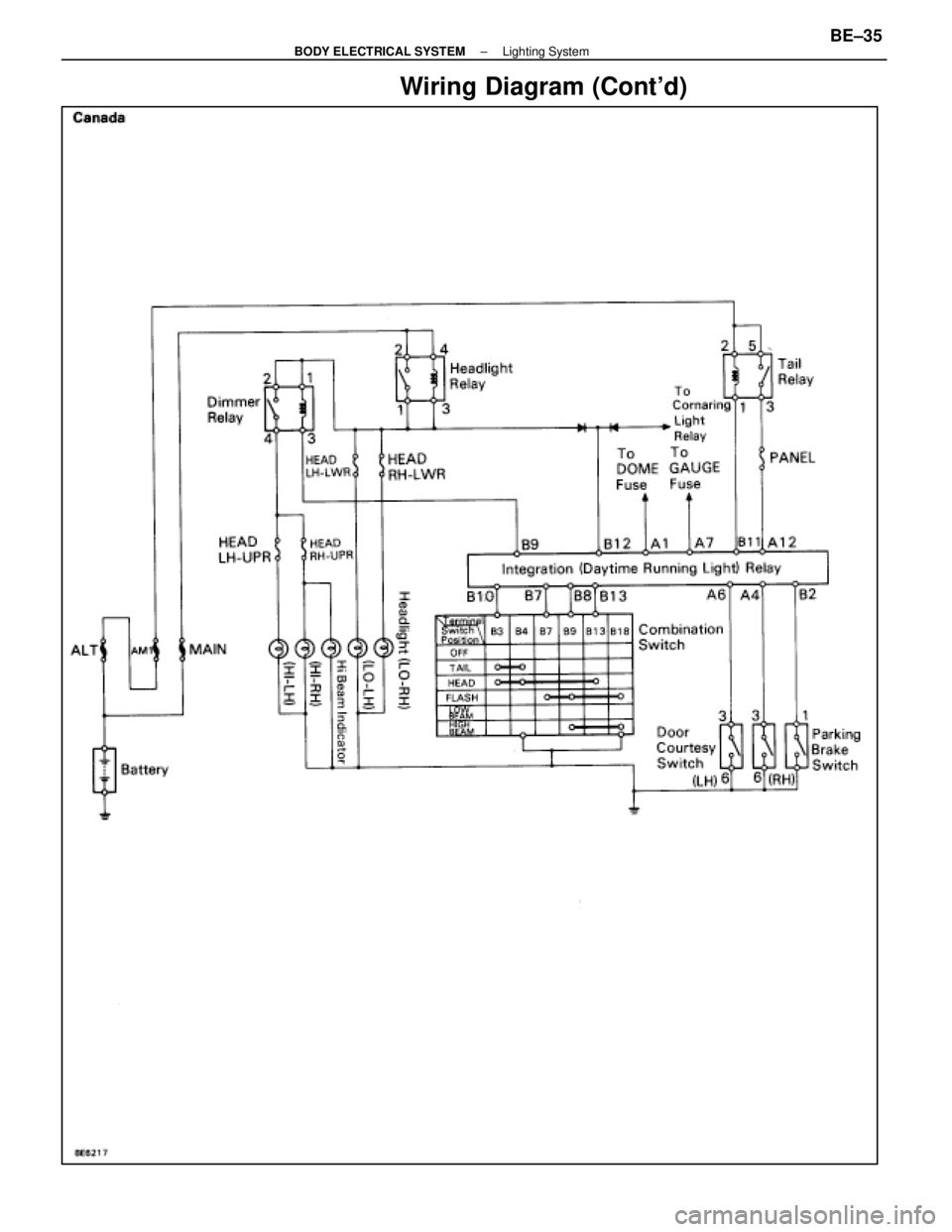 LEXUS SC400 1991  Service Repair Manual 
Wiring Diagram (Contd)
±
BODY ELECTRICAL SYSTEM Lighting SystemBE±35 
WhereEverybodyKnowsYourName  