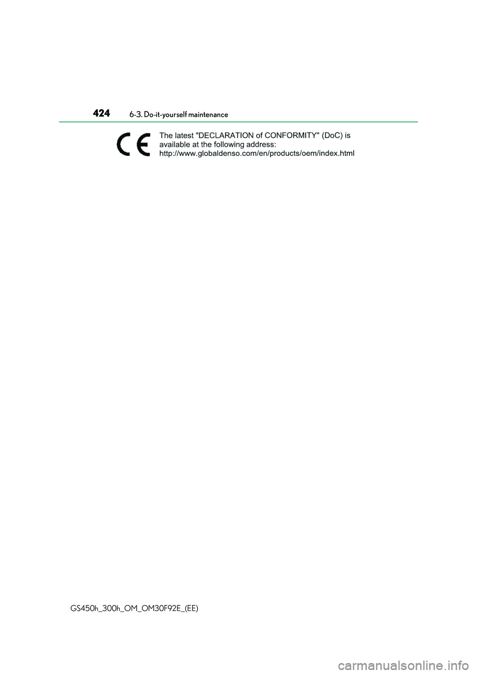 LEXUS GS300H 2019  Owners Manual 4246-3. Do-it-yourself maintenance
GS450h_300h_OM_OM30F92E_(EE) 