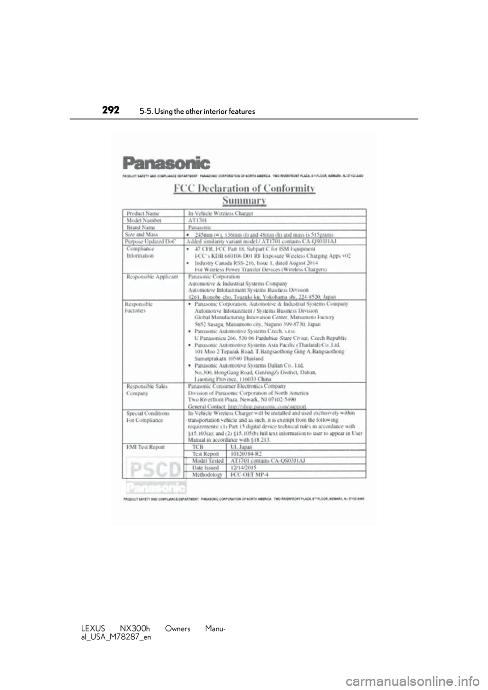 LEXUS NX300H 2019 Owners Manual 2925-5. Using the other interior features
LEXUS NX300h Owners Manu-
al_USA_M78287_en LEXUS NX300H 2019 Owners Manual 2925-5. Using the other interior features
LEXUS NX300h Owners Manu-
al_USA_M78287_en