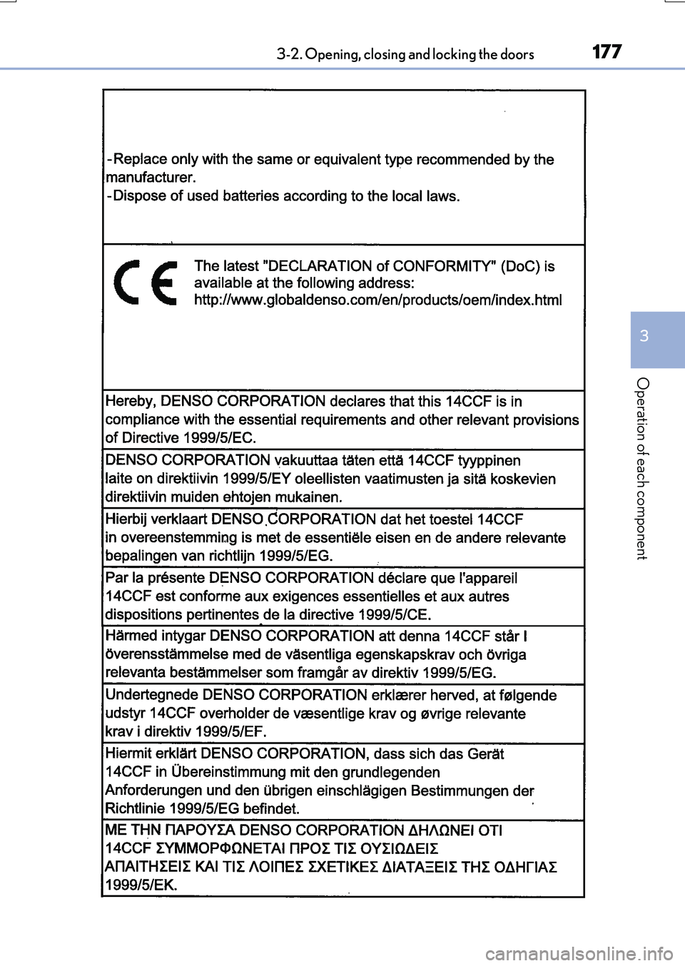 LEXUS RX200T 2017  Owners Manual 1773-2. Opening, closing and locking the doors
3
Operation of each component
RX350/RX200t_EE_OM48F32E 