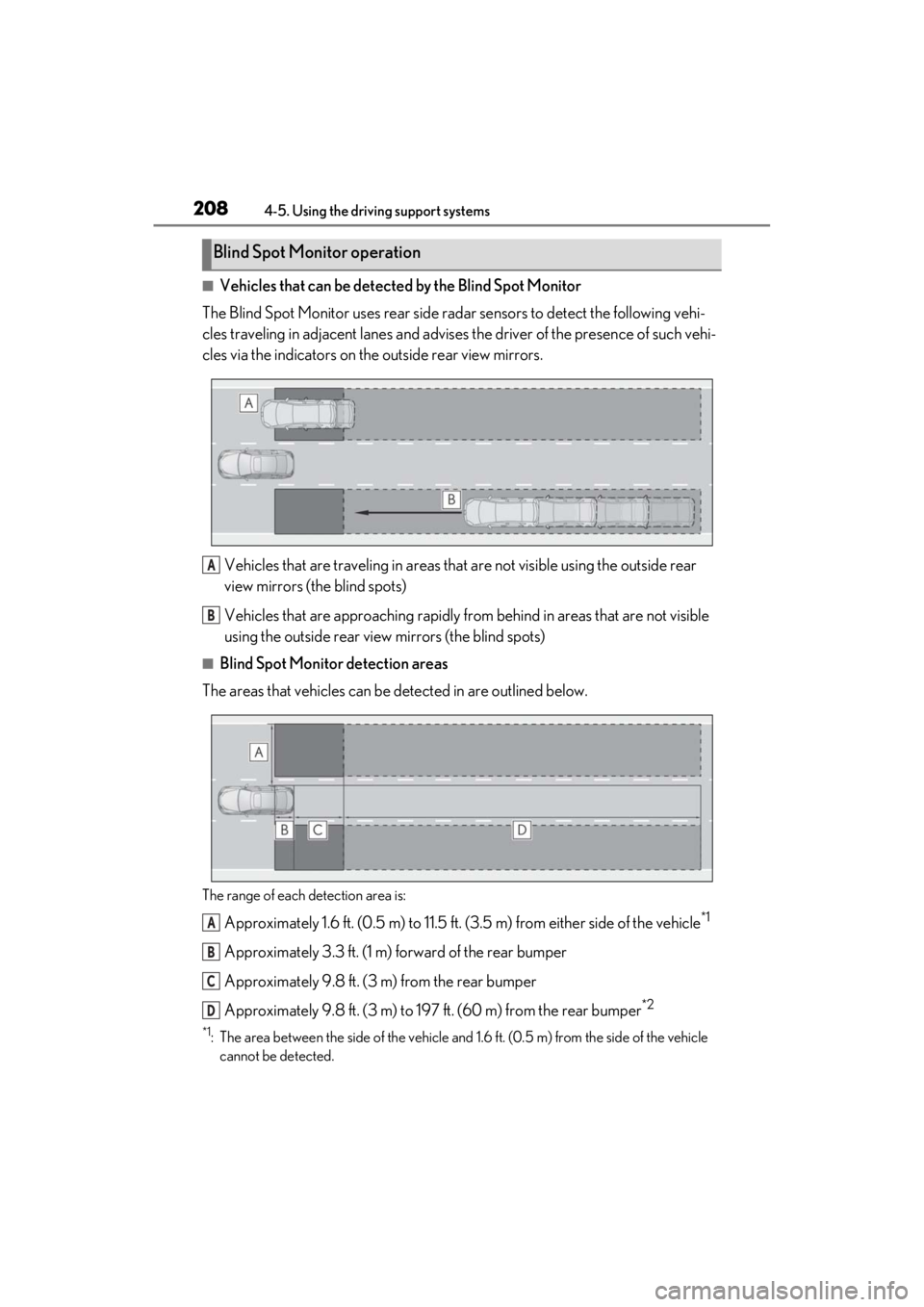 LEXUS ES350 2021 Owners Manual 2084-5. Using the driving support systems
■Vehicles that can be detected by the Blind Spot Monitor
The Blind Spot Monitor uses rear side radar sensors to detect the following vehi-
cles traveling in LEXUS ES350 2021 Owners Manual 2084-5. Using the driving support systems
■Vehicles that can be detected by the Blind Spot Monitor
The Blind Spot Monitor uses rear side radar sensors to detect the following vehi-
cles traveling in
