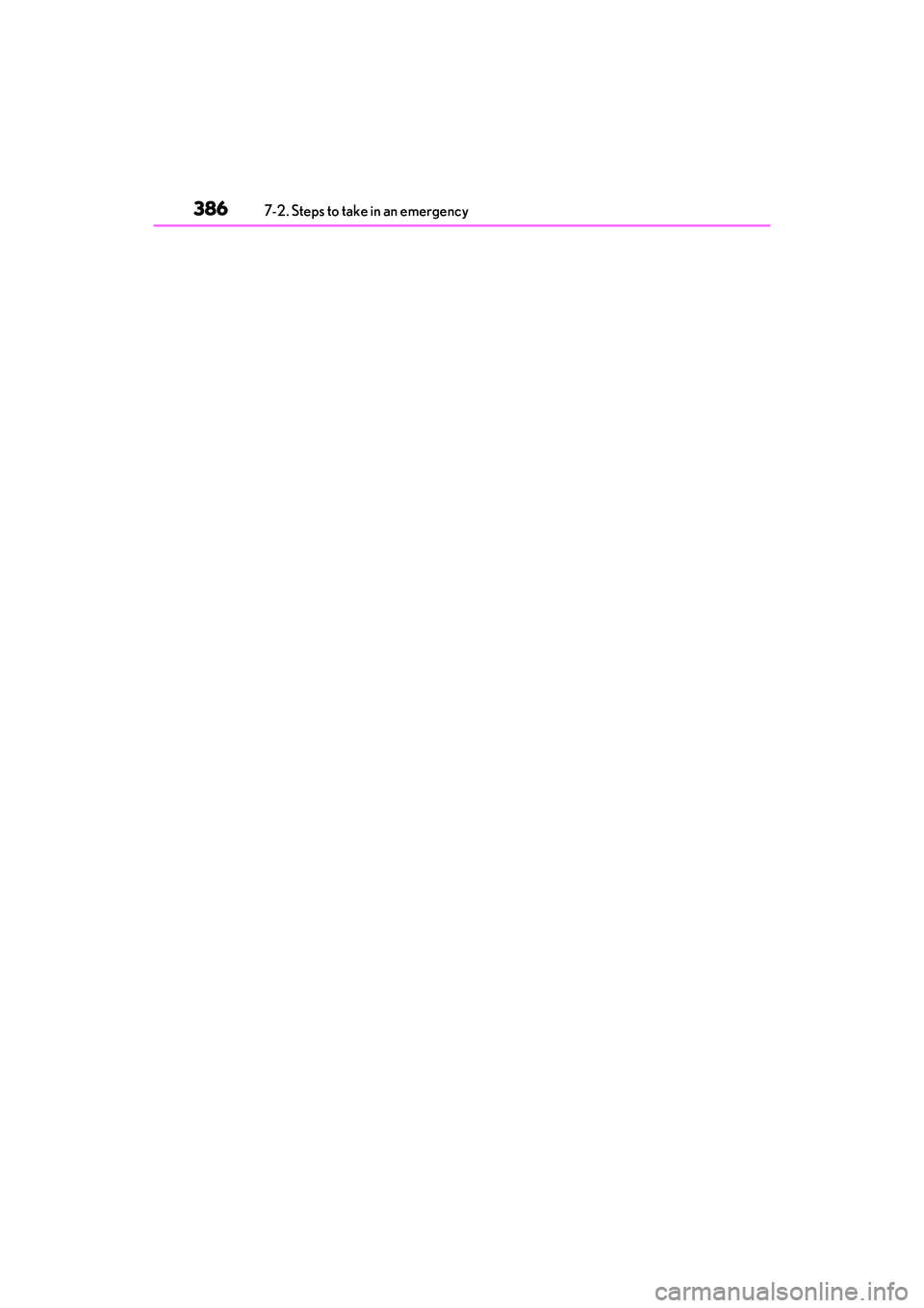 LEXUS ES350 2022  Owners Manual 3867-2. Steps to take in an emergency 