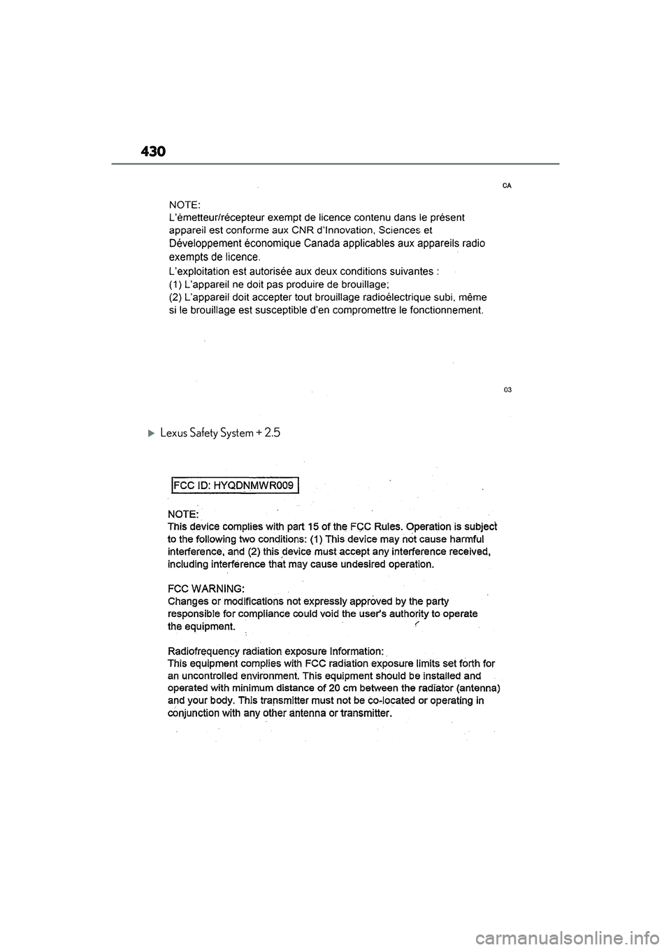 LEXUS IS350 2022  Owners Manual 430
Lexus Safety System + 2.5 