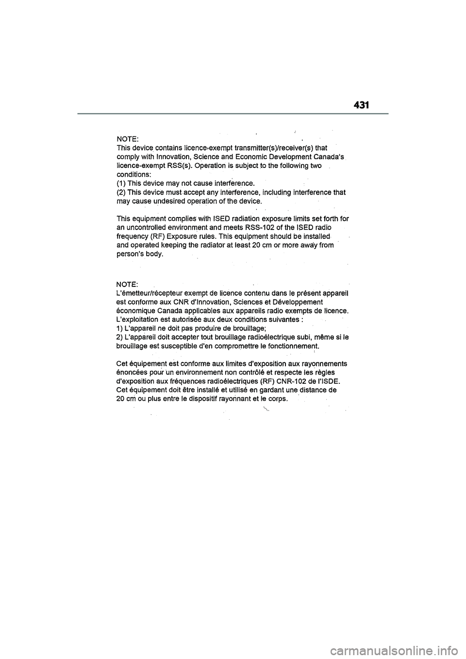 LEXUS IS350 2022  Owners Manual 431 