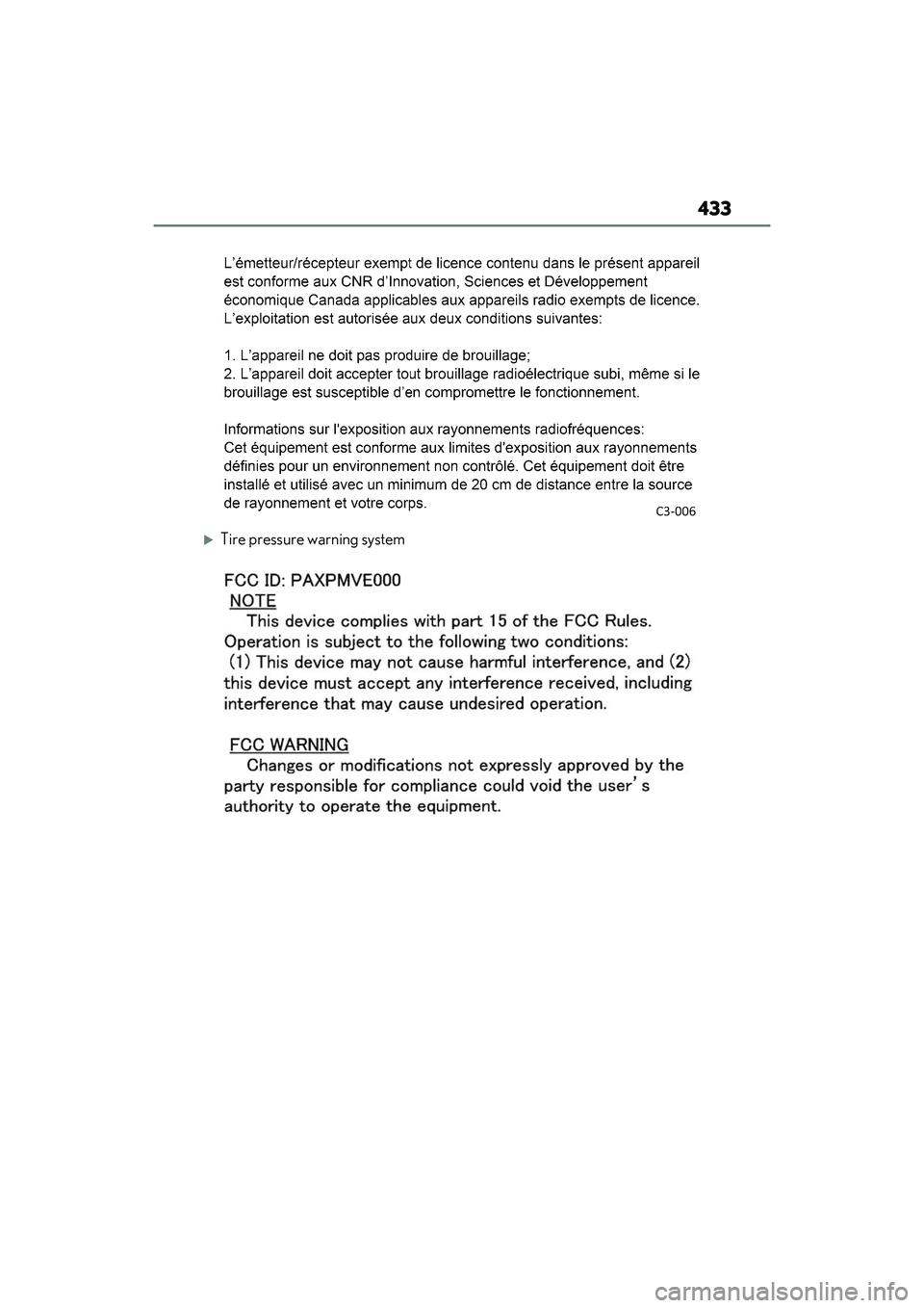 LEXUS IS350 2022  Owners Manual 433
Tire pressure warning system 