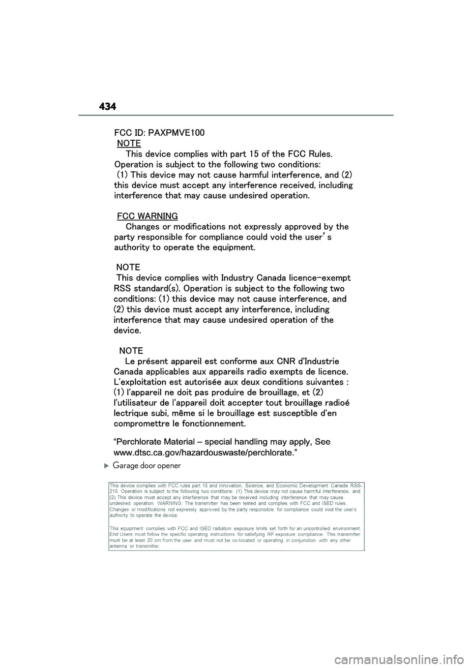 LEXUS IS350 2022  Owners Manual 434
Garage door opener 