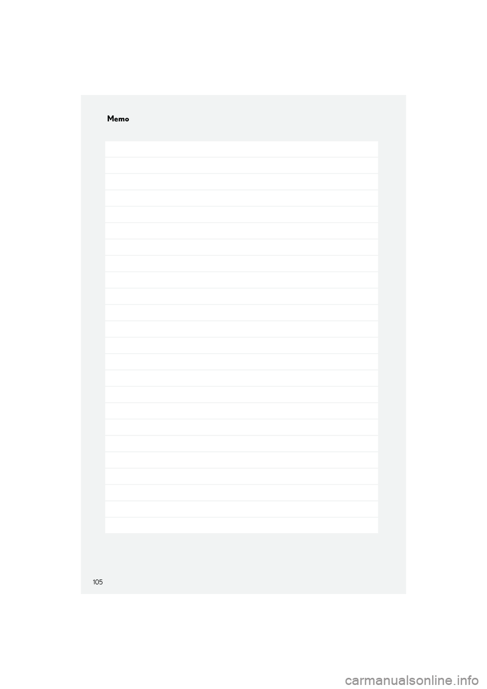 LEXUS LS500H 2022  Owners Manual 105
Memo
LS500h_QG_U 