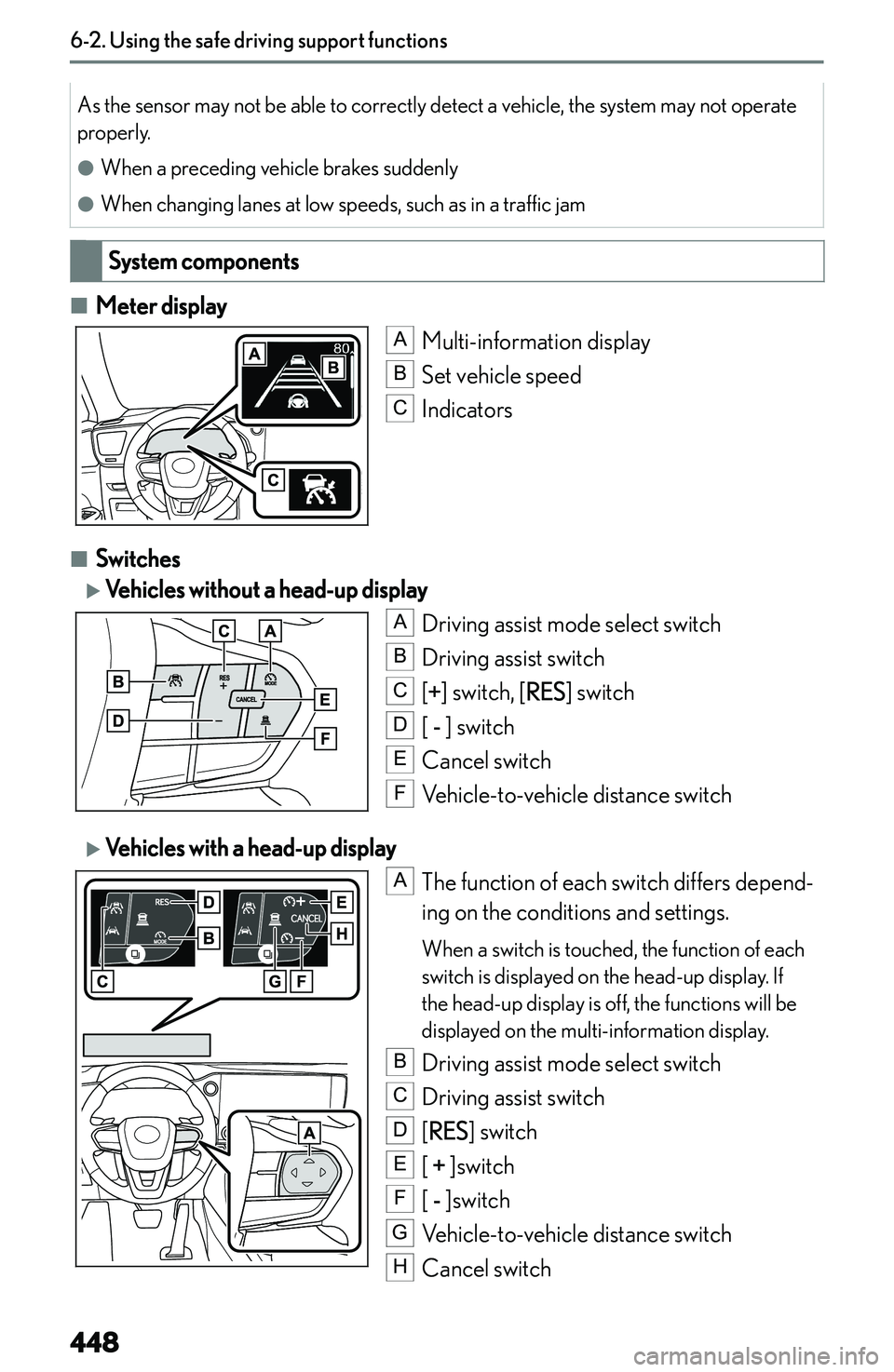 LEXUS NX250 350 2023  Owners Manual �A�s� �t�h�e� �s�e�n�s�o�r� �m�a�y� �n�o�t� �b�e� �a�b�l�e� �t�o� �c�o�r�r�e�c�t�l�y� �d�e�t�e�c�t� �a� �v�e�h�i�c�l�e�,� �t�h�e� �s�y�s�t�e�m� �m�a�y� �n�o�t� �o�p�e�r�a�t�e
�p�r�o�p�e�r�l�y�.
�