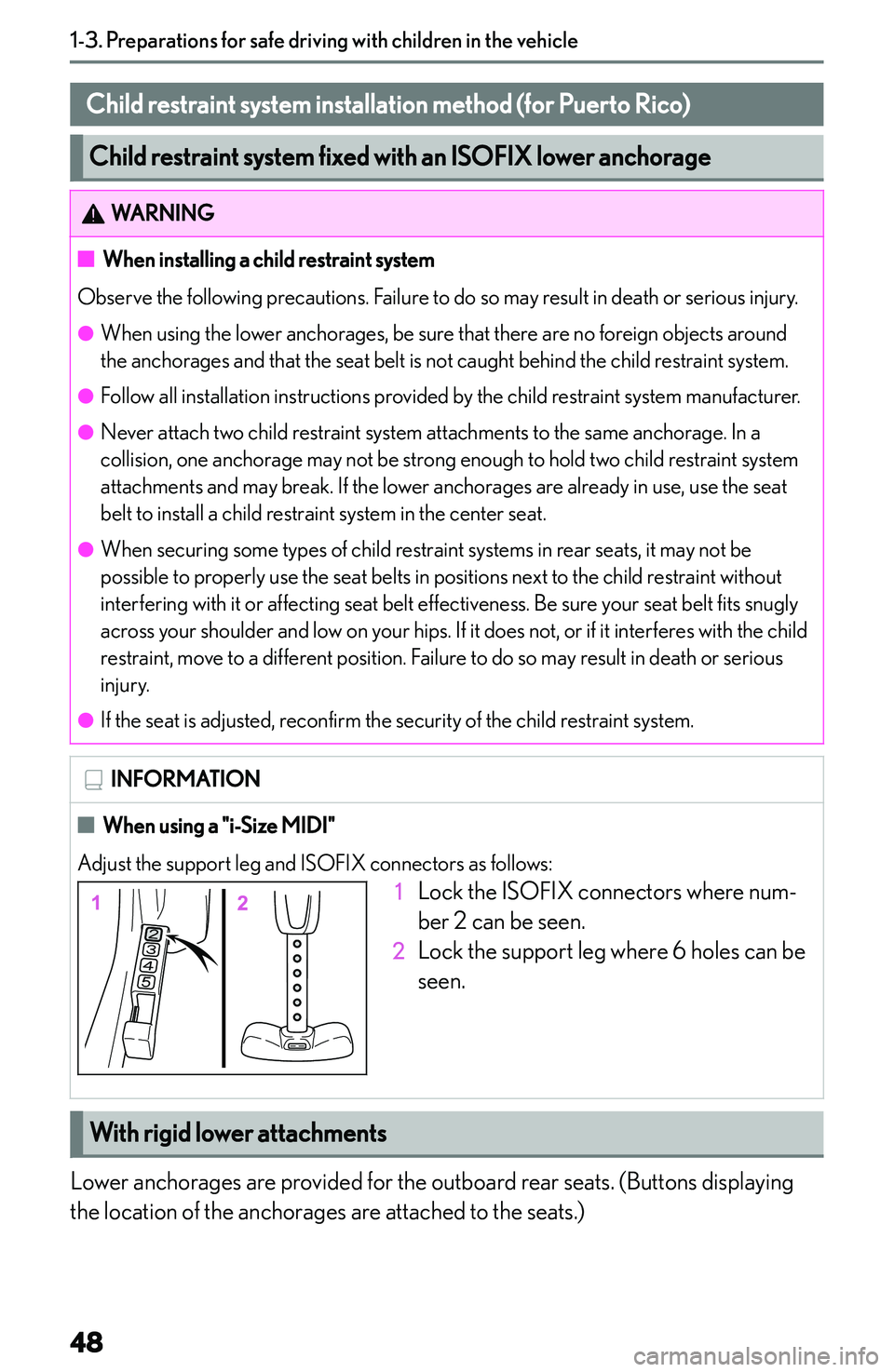 LEXUS NX250 350 2023 Service Manual �C�h�i�l�d��r�e�s�t�r�a�i�n�t��s�y�s�t�e�m��i�n�s�t�a�l�l�a�t�i�o�n��m�e�t�h�o�d��(�f�o�r��P�u�e�r�t�o��R�i�c�o�)
�C�h�i�l�d��r�e�s�t�r�a�i�n�t��s�y�s�t�e�m��f�i�x�e�d��w�i�t�h��a�n��I�S�