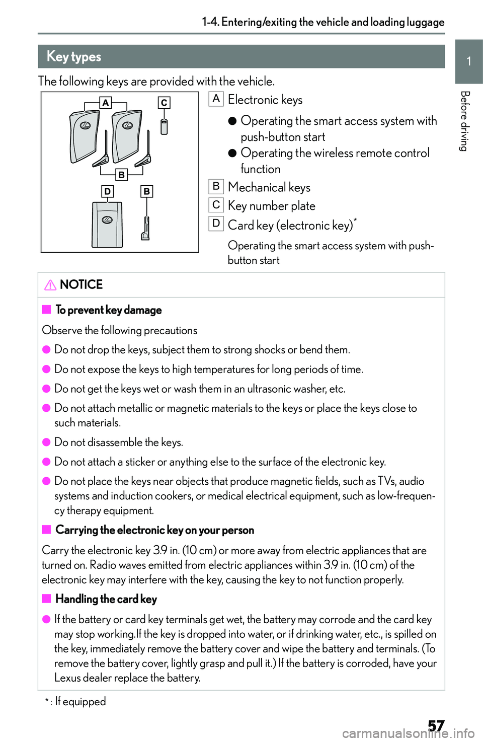 LEXUS NX250 350 2023 Workshop Manual �E�n�t�e�r�i�n�g�/�e�x�i�t�i�n�g��t�h�e��v�e�h�i�c�l�e��a�n�d��l�o�a�d�i�n�g��l�u�g�g�a�g�e
�K�e�y��t�y�p�e�s
�T�h�e� �f�o�l�l�o�w�i�n�g� �k�e�y�s� �a�r�e� �p�r�o�v�i�d�e�d� �w�i�t�h� �t�h�e� �v