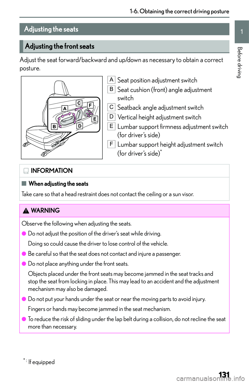 LEXUS NX300h 2022  Owners Manual �O�b�t�a�i�n�i�n�g��t�h�e��c�o�r�r�e�c�t��d�r�i�v�i�n�g��p�o�s�t�u�r�e
�A�d�j�u�s�t�i�n�g��t�h�e��s�e�a�t�s
�A�d�j�u�s�t�i�n�g��t�h�e��f�r�o�n�t��s�e�a�t�s
�A�d�j�u�s�t� �t�h�e� �s�e�a�t� �f�