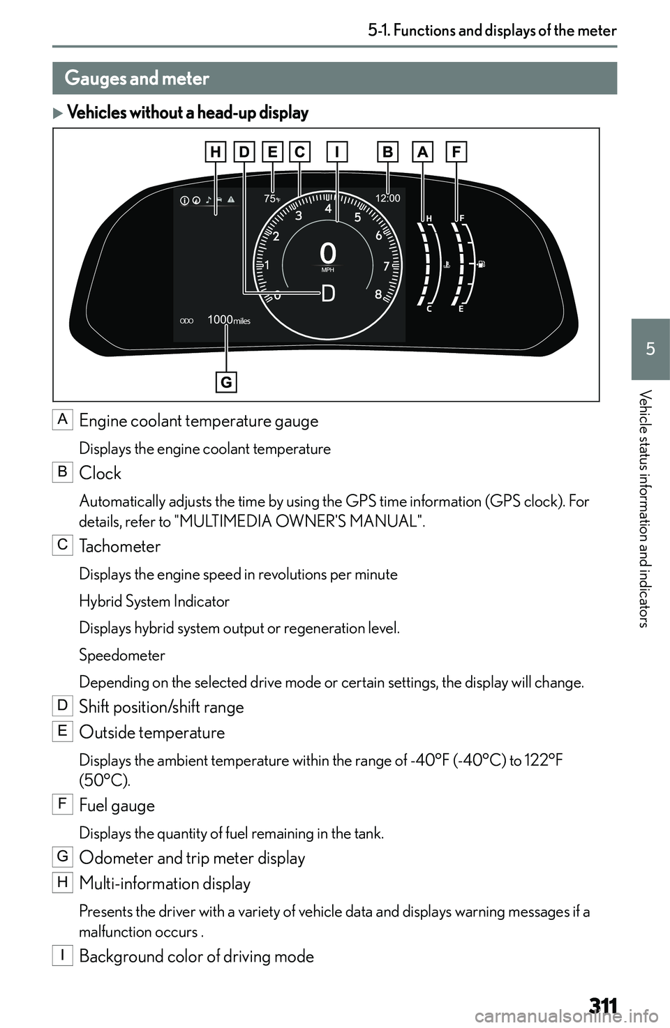 LEXUS NX300h 2022  Owners Manual �G�a�u�g�e�s��a�n�d��m�e�t�e�r
�