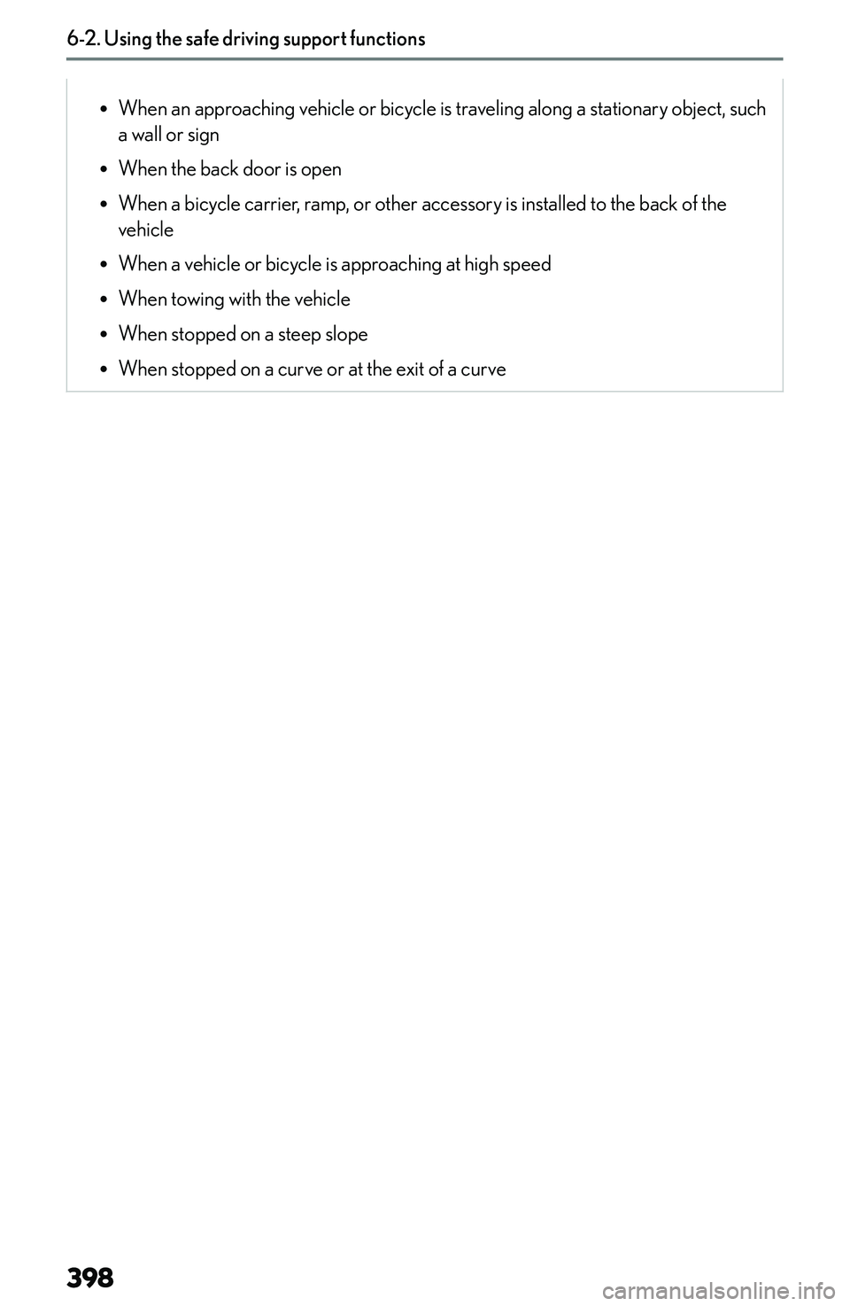 LEXUS NX300h 2022  Owners Manual �R�W�h�e�n� �a�n� �a�p�p�r�o�a�c�h�i�n�g� �v�e�h�i�c�l�e� �o�r� �b�i�c�y�c�l�e� �i�s� �t�r�a�v�e�l�i�n�g� �a�l�o�n�g� �a� �s�t�a�t�i�o�n�a�r�y� �o�b�j�e�c�t�,� �s�u�c�h
�a� �w�a�l�l� �o�r� �s�i�g�n
�R