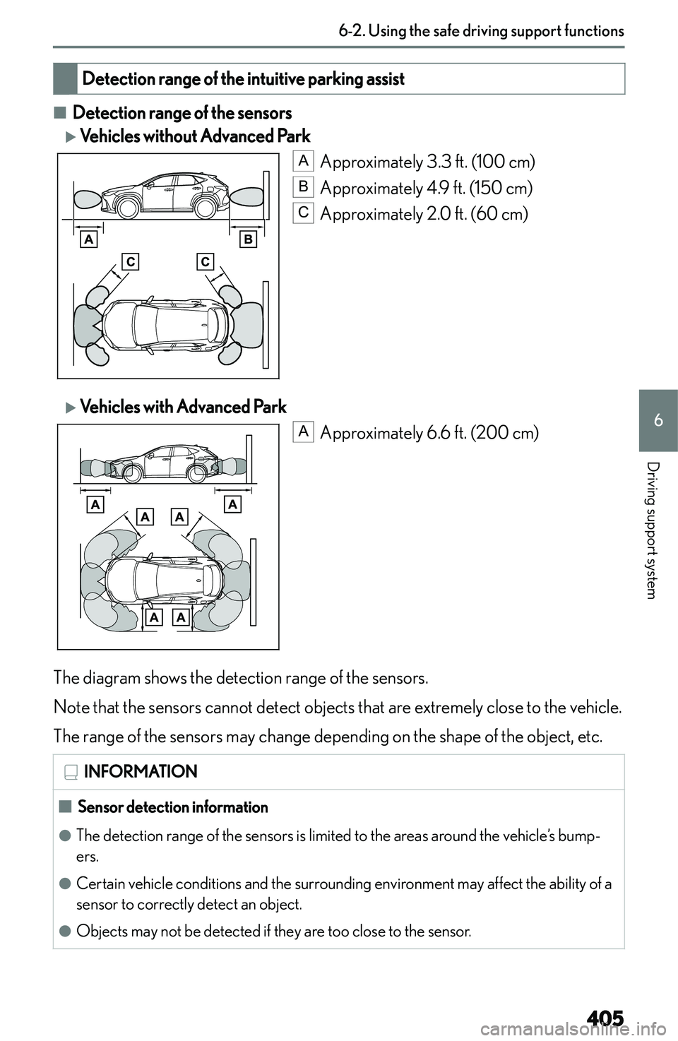LEXUS NX300h 2022  Owners Manual �D�e�t�e�c�t�i�o�n��r�a�n�g�e��o�f��t�h�e��i�n�t�u�i�t�i�v�e��p�a�r�k�i�n�g��a�s�s�i�s�t
�