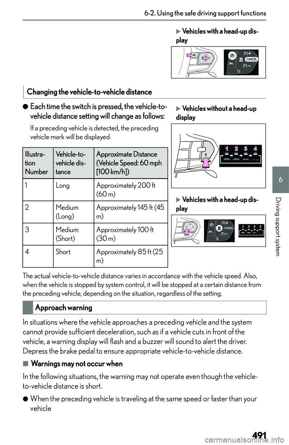 LEXUS NX300h 2022  Owners Manual �C�h�a�n�g�i�n�g��t�h�e��v�e�h�i�c�l�e�-�t�o�-�v�e�h�i�c�l�e��d�i�s�t�a�n�c�e
