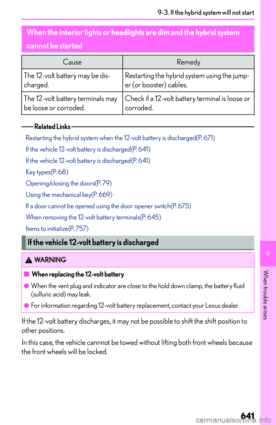 LEXUS NX300h 2022  Owners Manual �W�h�e�n��t�h�e��i�n�t�e�r�i�o�r��l�i�g�h�t�s��o�r��h�e�a�d�l�i�g�h�t�s��a�r�e��d�i�m��a�n�d��t�h�e��h�y�b�r�i�d��s�y�s�t�e�m�c�a�n�n�o�t��b�e��s�t�a�r�t�e�d�C�a�u�s�e�R�e�m�e�d�y�T�h�e� 