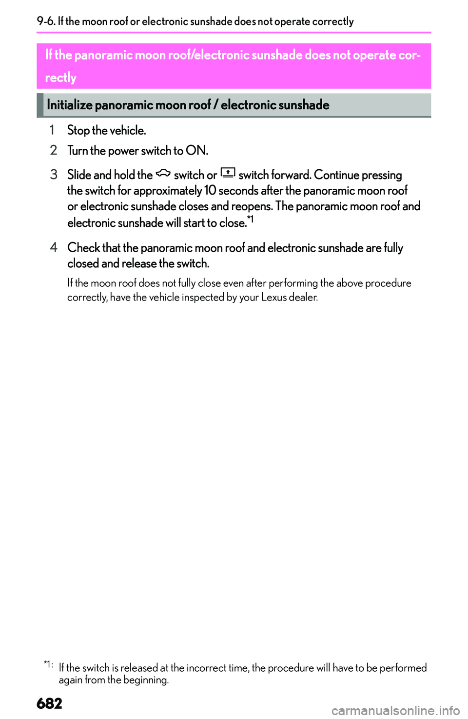 LEXUS NX300h 2022  Owners Manual �I�f��t�h�e��p�a�n�o�r�a�m�i�c��m�o�o�n��r�o�o�f�/�e�l�e�c�t�r�o�n�i�c��s�u�n�s�h�a�d�e��d�o�e�s��n�o�t��o�p�e�r�a�t�e��c�o�r�-
�r�e�c�t�l�y
�I�n�i�t�i�a�l�i�z�e��p�a�n�o�r�a�m�i�c��m�o�o�n