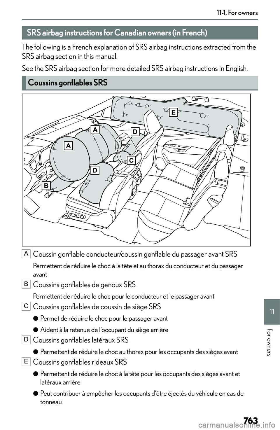 LEXUS NX300h 2022  Owners Manual �S�R�S��a�i�r�b�a�g��i�n�s�t�r�u�c�t�i�o�n�s��f�o�r��C�a�n�a�d�i�a�n��o�w�n�e�r�s��(�i�n��F�r�e�n�c�h�)
�T�h�e� �f�o�l�l�o�w�i�n�g� �i�s� �a� �F�r�e�n�c�h� �e�x�p�l�a�n�a�t�i�o�n� �o�f� �S�R�S�