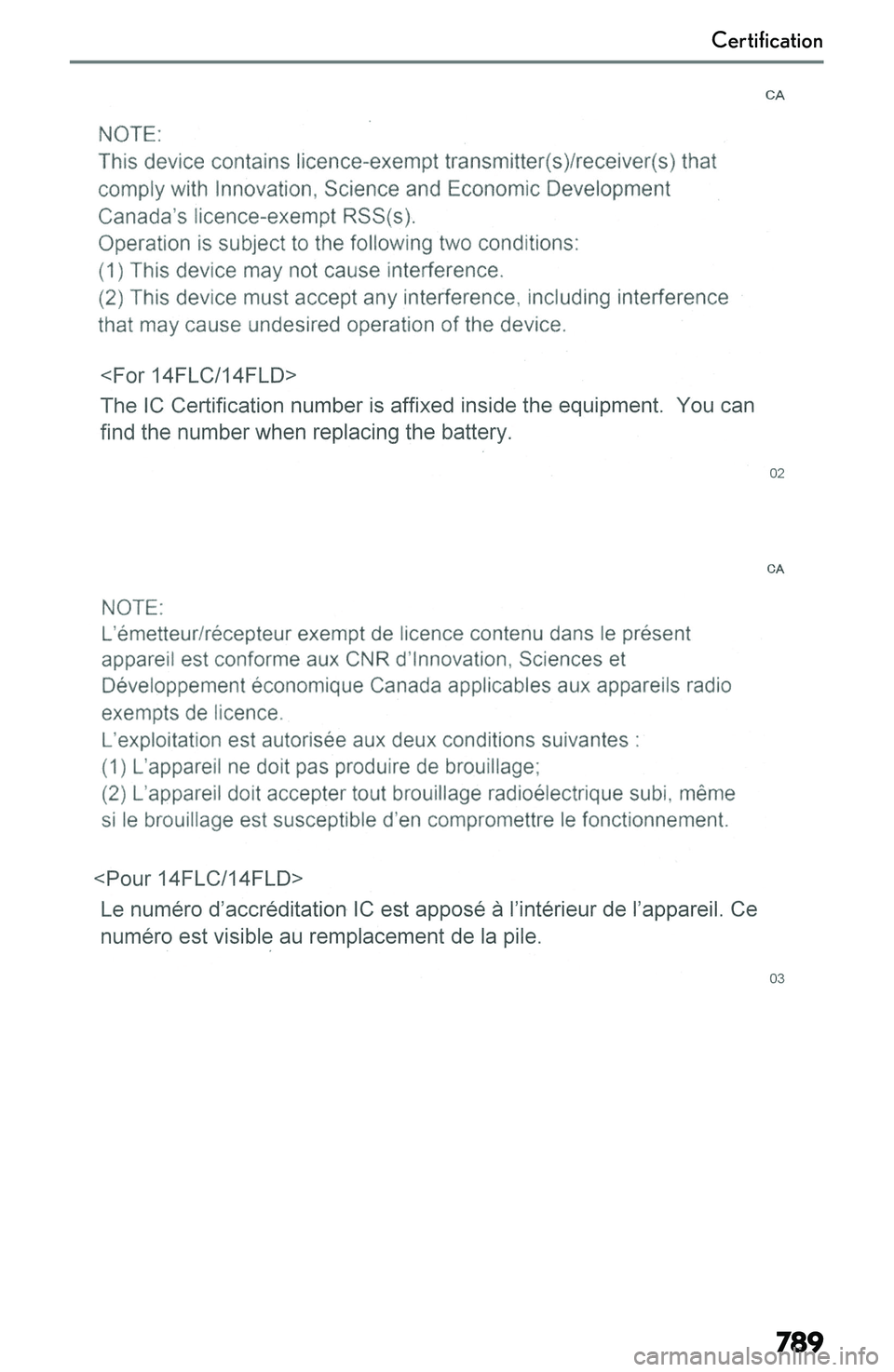 LEXUS NX300h 2022  Owners Manual �C�e�r�t�i�f�i�c�a�t�i�o�n�7�8�9   