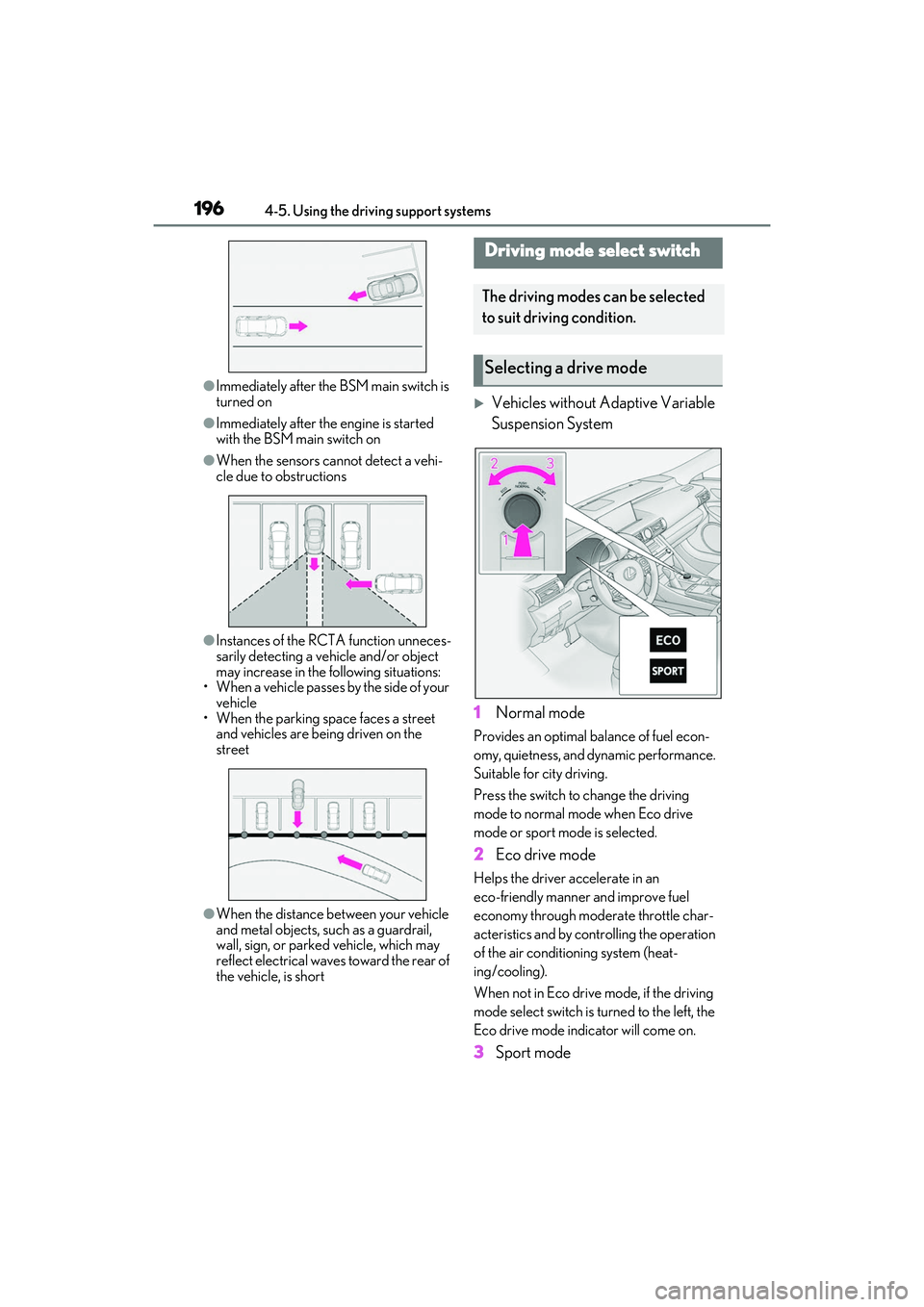 LEXUS RC300 2022  Owners Manual 1964-5. Using the driving support systems
RC350/RC300 Owners Manual
●Immediately after the BSM main switch is 
turned on
●Immediately after the engine is started 
with the BSM main switch on
●W