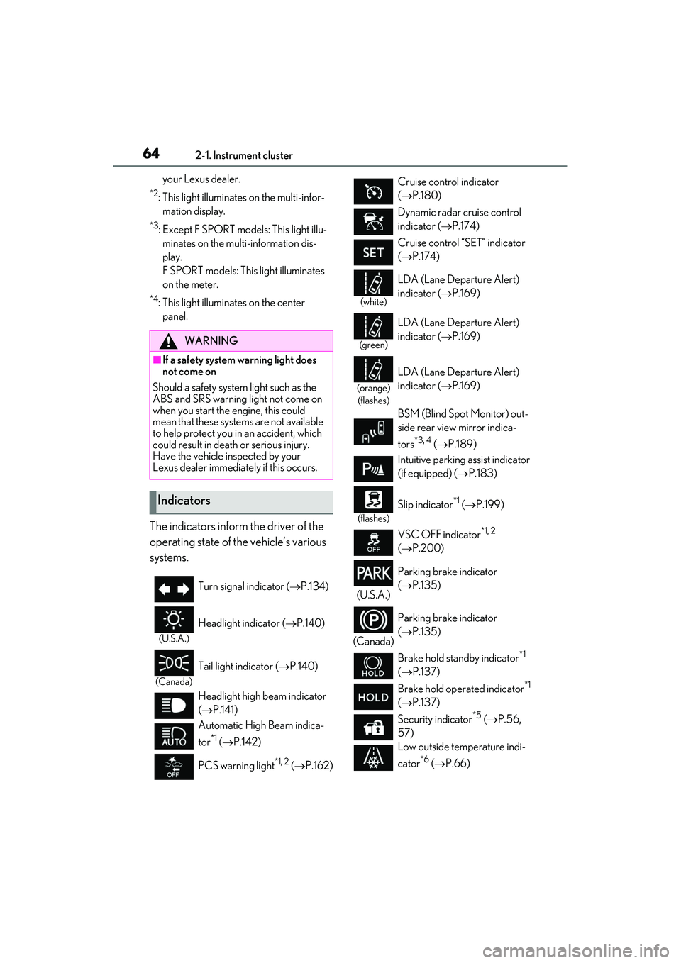 LEXUS RC300 2022 Owners Manual 642-1. Instrument cluster
RC350/RC300 Owners Manual
your Lexus dealer.
*2: This light illuminates on the multi-infor-mation display.
*3: Except F SPORT models: This light illu-minates on the multi-in LEXUS RC300 2022 Owners Manual 642-1. Instrument cluster
RC350/RC300 Owners Manual
your Lexus dealer.
*2: This light illuminates on the multi-infor-mation display.
*3: Except F SPORT models: This light illu-minates on the multi-in