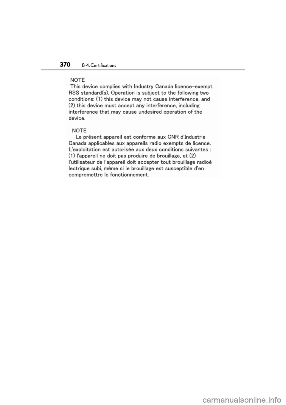 LEXUS RC350 2021  Owners Manual 3708-4. Certifications 