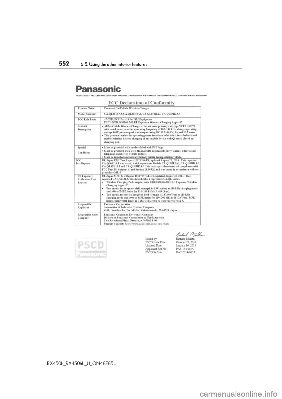 LEXUS RX450h 2018 Owners Manual 552 6-5. Using the other interior features
RX450h_RX450hL _U_OM48F85U LEXUS RX450h 2018 Owners Manual 552 6-5. Using the other interior features
RX450h_RX450hL _U_OM48F85U