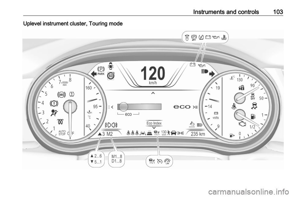 OPEL ASTRA K 2020  Manual user Instruments and controls103Uplevel instrument cluster, Touring mode 