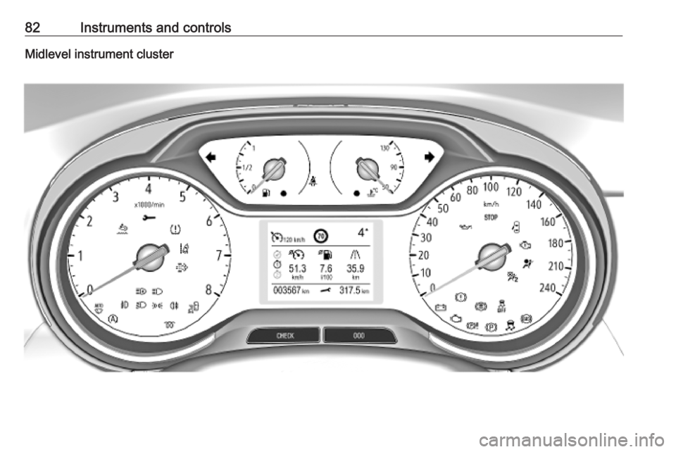 OPEL CROSSLAND X 2019  Manual user 82Instruments and controlsMidlevel instrument cluster 