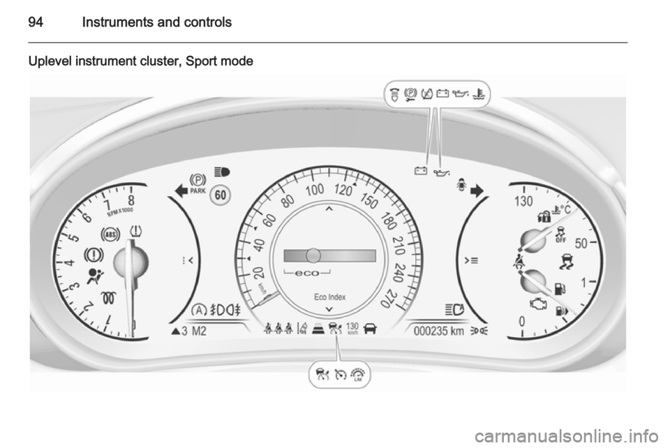 OPEL INSIGNIA 2014  Owners Manual 94Instruments and controls
Uplevel instrument cluster, Sport mode 