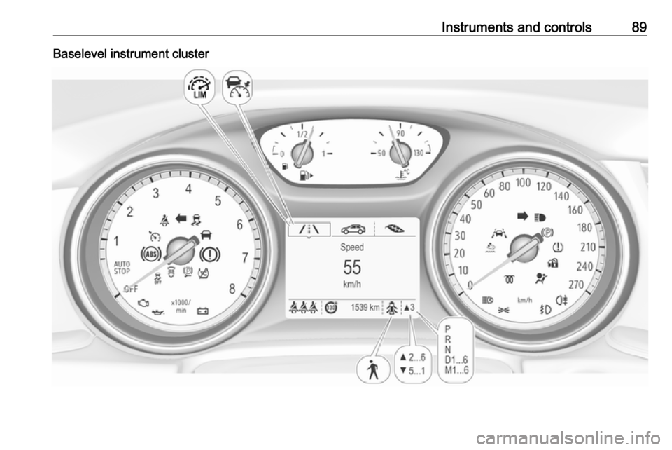 OPEL INSIGNIA BREAK 2017.5  Manual user Instruments and controls89Baselevel instrument cluster 