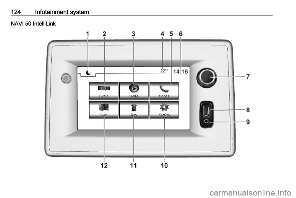 OPEL MOVANO_B 2020 Owners Manual 124Infotainment systemNAVI 50 IntelliLink OPEL MOVANO_B 2020 Owners Manual 124Infotainment systemNAVI 50 IntelliLink