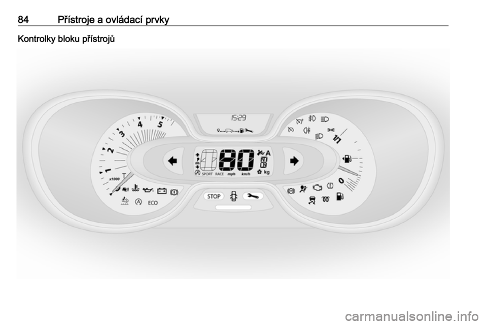 OPEL VIVARO B 2016  Uživatelská příručka (in Czech) 84Přístroje a ovládací prvkyKontrolky bloku přístrojů 