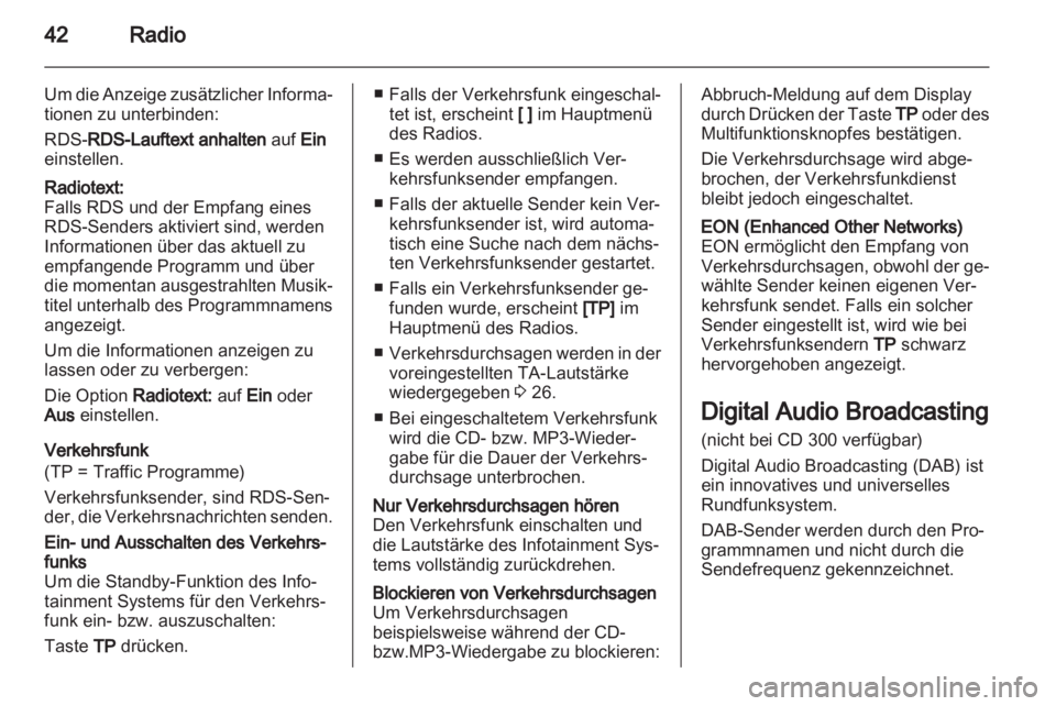 OPEL ASTRA J 2012  Infotainment-Handbuch (in German) 