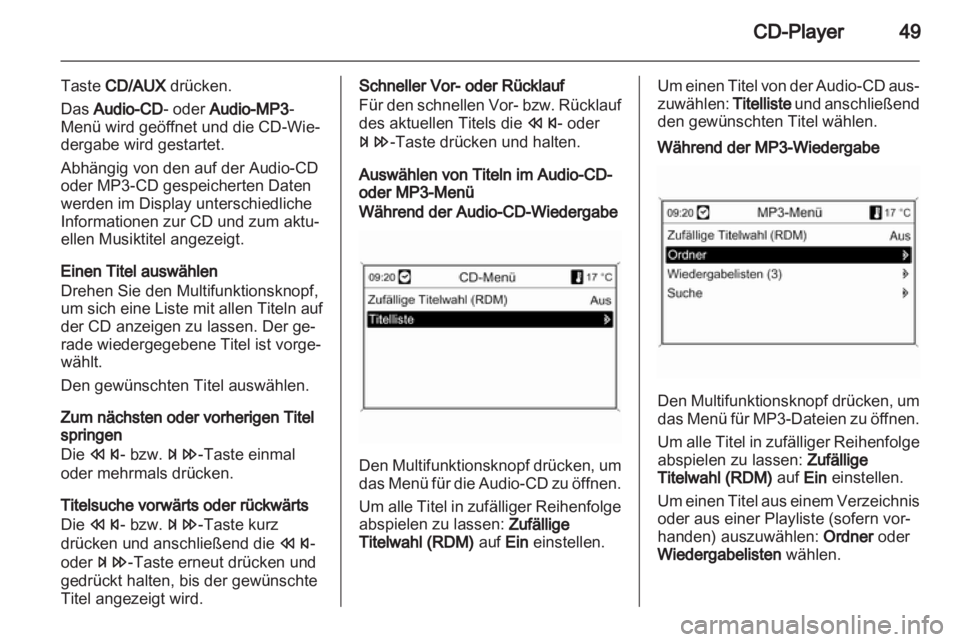 OPEL ASTRA J 2012  Infotainment-Handbuch (in German) 