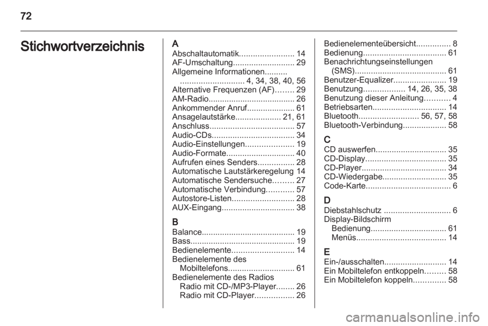 OPEL COMBO D 2013 Infotainment-Handbuch (in German) OPEL COMBO D 2013 Infotainment-Handbuch (in German)