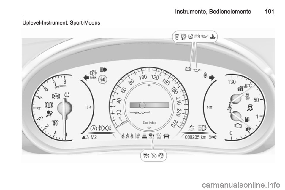 OPEL INSIGNIA 2016 Betriebsanleitung (in German) Instrumente, Bedienelemente101Uplevel-Instrument, Sport-Modus OPEL INSIGNIA 2016 Betriebsanleitung (in German) Instrumente, Bedienelemente101Uplevel-Instrument, Sport-Modus