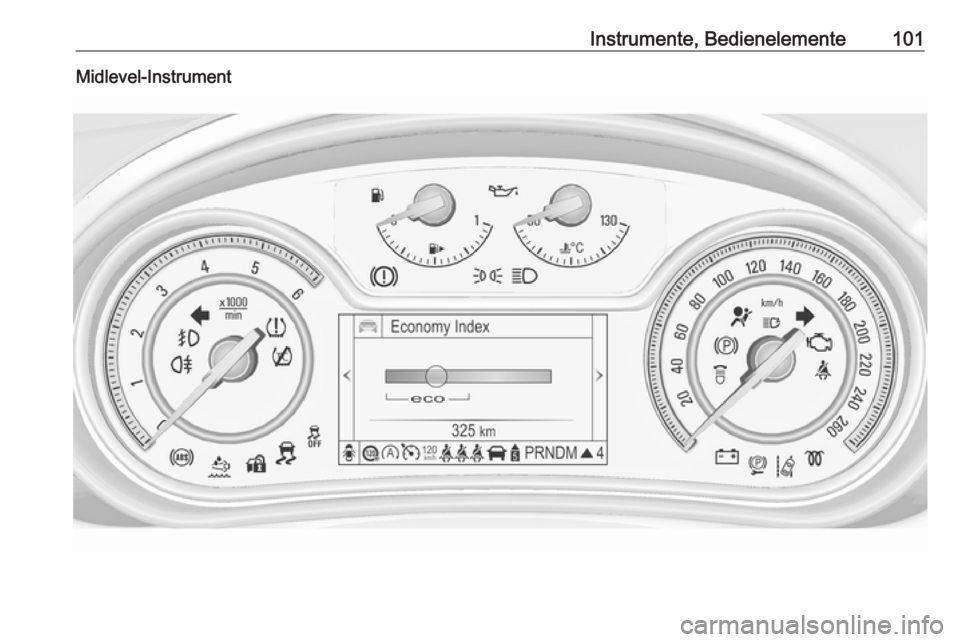 OPEL INSIGNIA 2017  Betriebsanleitung (in German) Instrumente, Bedienelemente101Midlevel-Instrument 