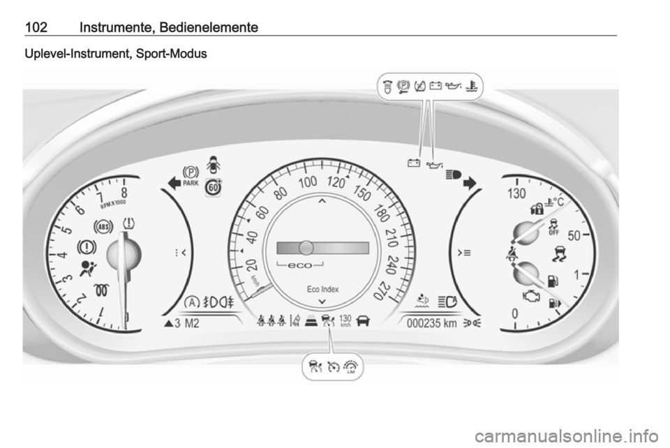 OPEL INSIGNIA 2017  Betriebsanleitung (in German) 102Instrumente, BedienelementeUplevel-Instrument, Sport-Modus 