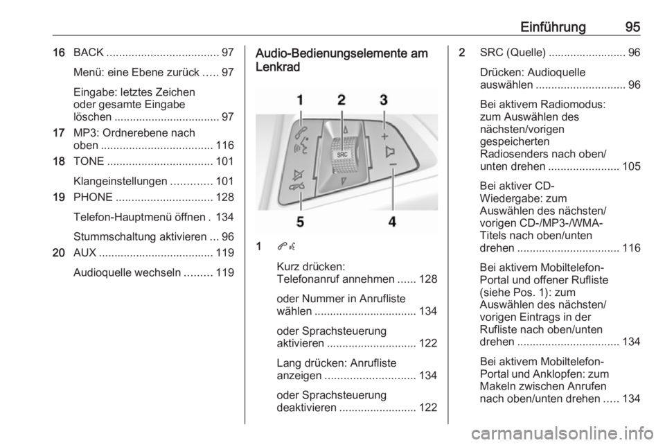 OPEL MERIVA 2016 Infotainment-Handbuch (in German) Einführung9516BACK .................................... 97
Menü: eine Ebene zurück .....97
Eingabe: letztes Zeichen
oder gesamte Eingabe
löschen .................................. 97
17 MP3: Ordne OPEL MERIVA 2016 Infotainment-Handbuch (in German) Einführung9516BACK .................................... 97
Menü: eine Ebene zurück .....97
Eingabe: letztes Zeichen
oder gesamte Eingabe
löschen .................................. 97
17 MP3: Ordne